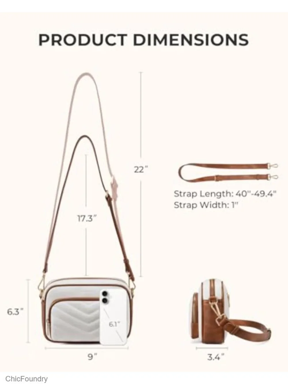 Quilted Crossbody Bag with Built-in RFID Wallet Vegan Leather
